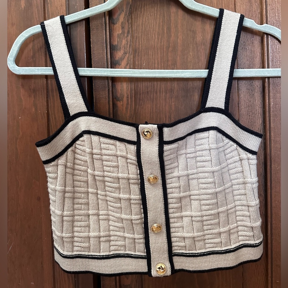 Elegant Cream and Black Women's Top